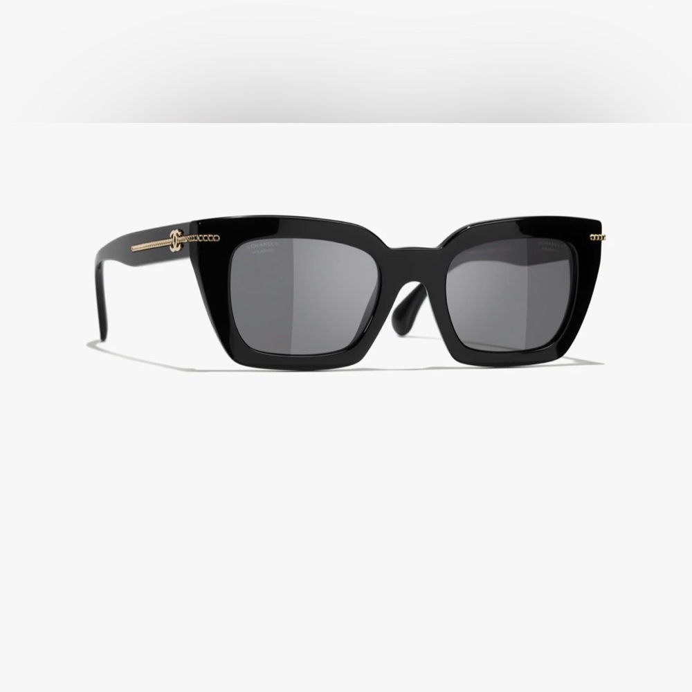 CHANEL Black and Gold Sunglasses